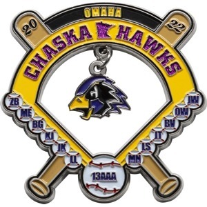 custom baseball pin with interior dangler