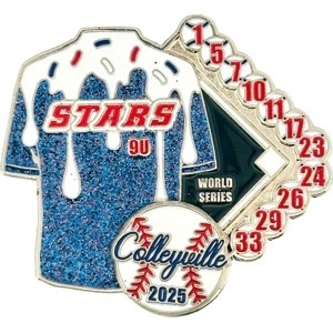 custom baseball pin with glitter