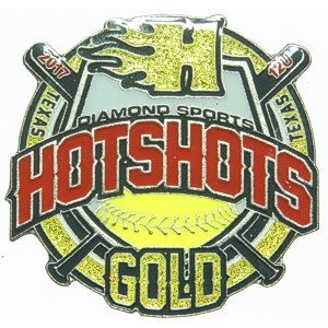 custom softball pin with glitter