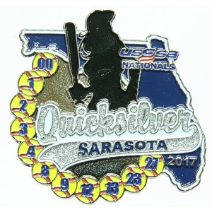 custom softball pin with glitter