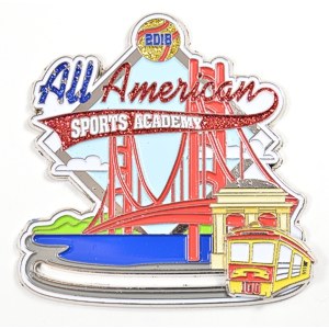 custom softball pin with slider trolley