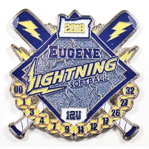 custom softball pin with glitter