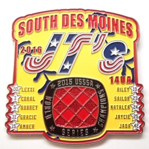 custom softball pin with gemstone design