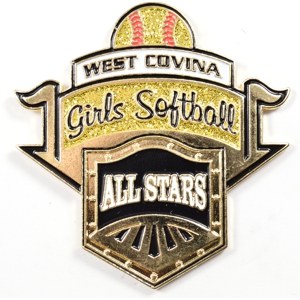 custom softball pin with glitter