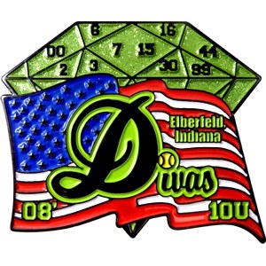 custom softball pin with glitter