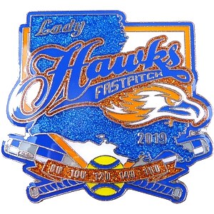 custom softball pin with glitter