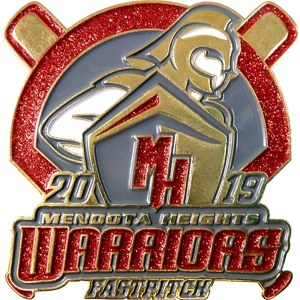custom softball pin with glitter