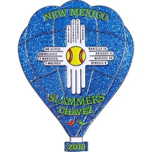 custom softball pin with glitter balloon