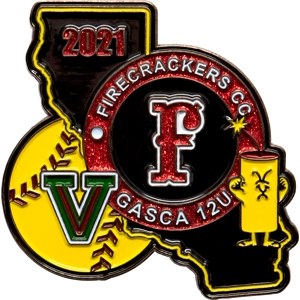 custom softball pin with glitter with glitter claw marks