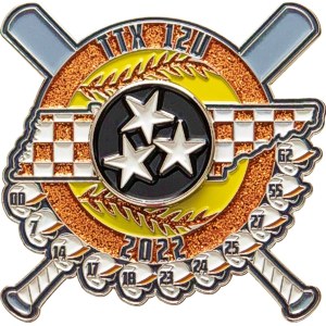 custom softball pin with spinner with glitter