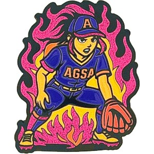 custom softball pin with glitter