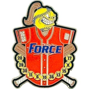 custom softball pin with mad ball