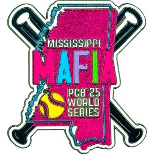 custom softball pin with glitter