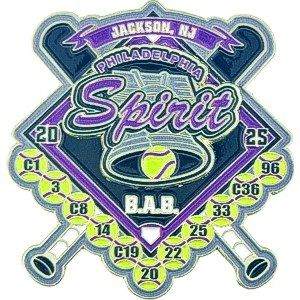 custom softball pin with glitter
